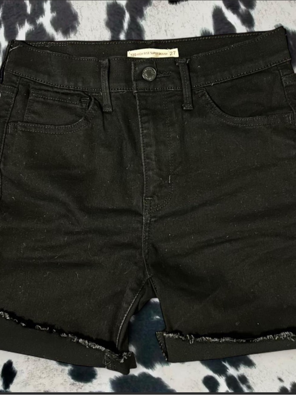 Levi's Black Rolled Hem Denim Shorts
